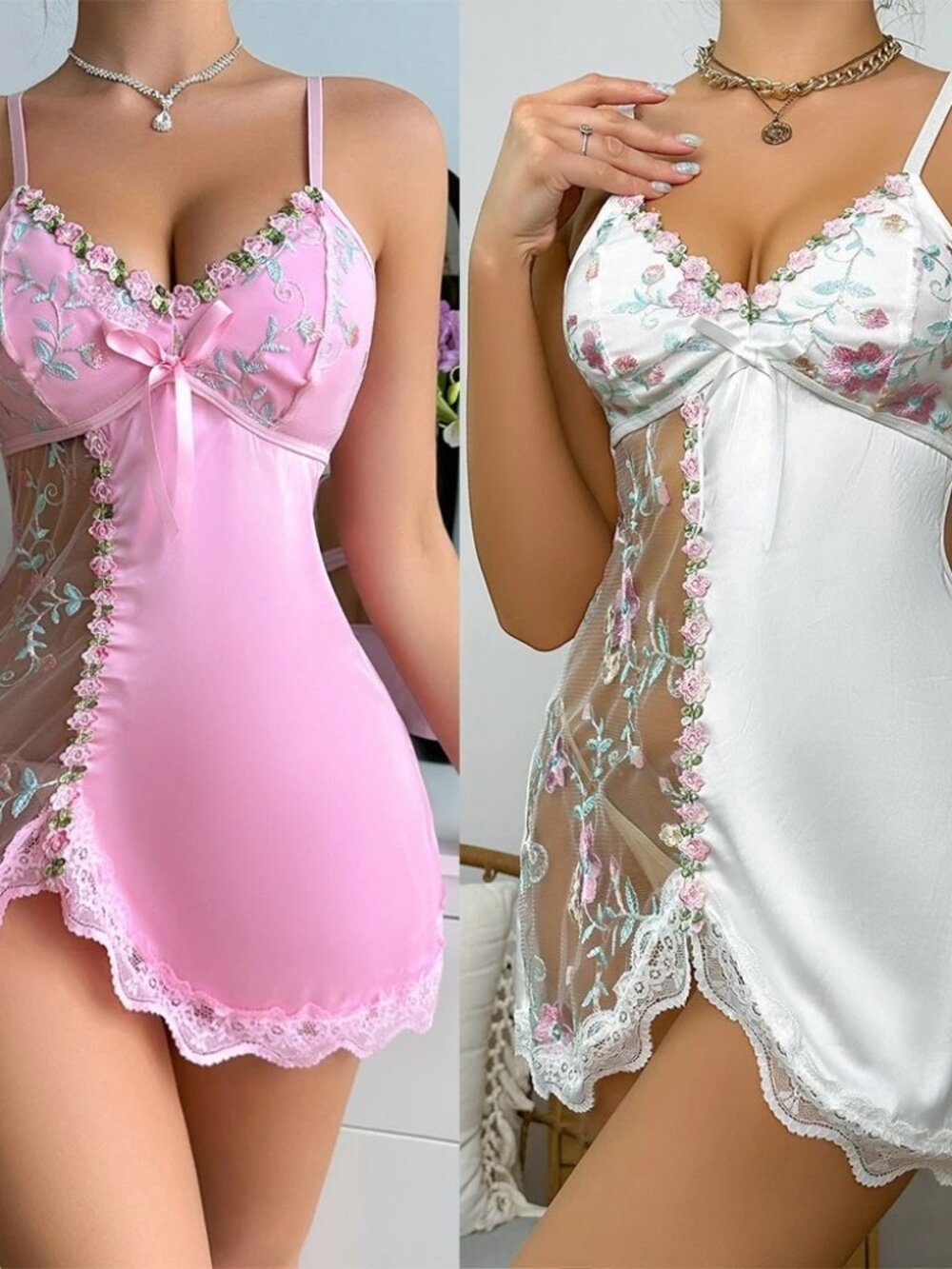 Sexy Women's Lingerie Silk Lace Underwear Sleepwear Night Dress Babydoll Pajamas - Picture 2 of 8